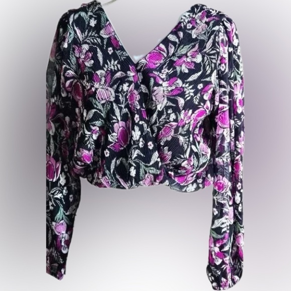 Japna Purple Floral Boho Crop Top Size M